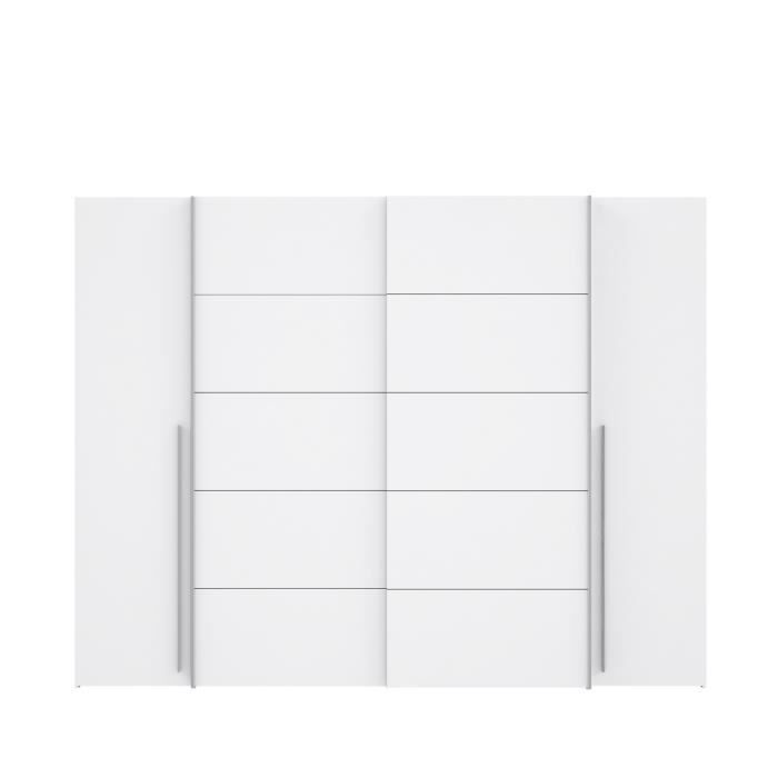 Armoire - Blanc mat -  2 portes battantes + 2 portes coulissantes - L 270,3 x P 61,2 x H 210 cm - NARAGO