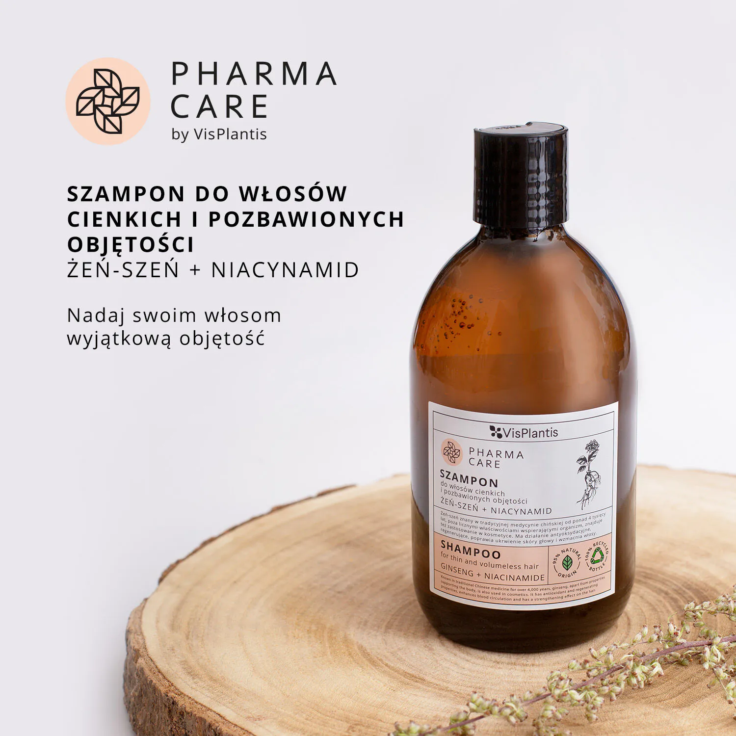 Vis Plantis PharmaCare Szampon do włosów cienkich i pozbawionych objętości żeń-szeń+niacynamid