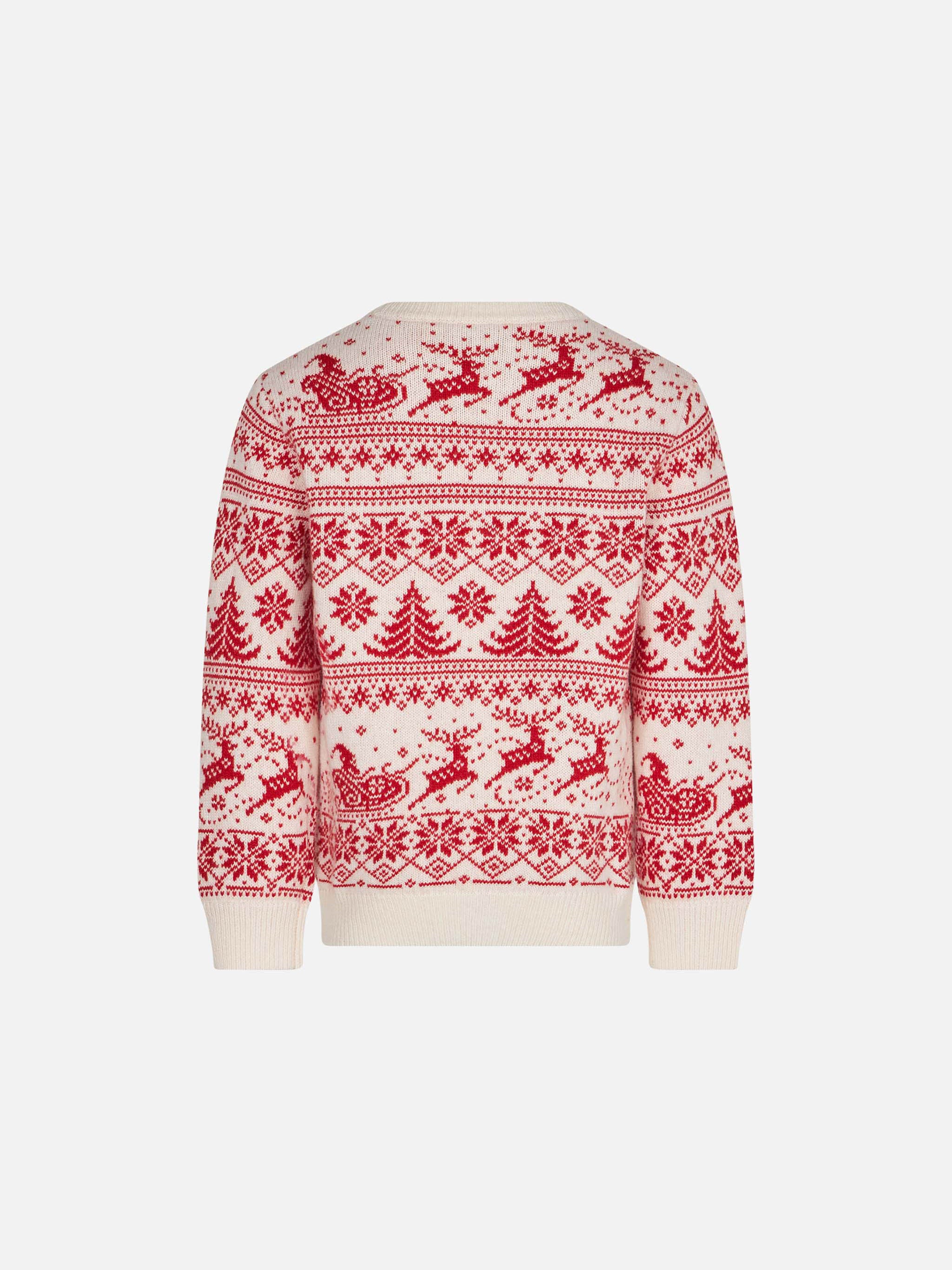Maglione da bambina con stampa jacquard I believe in Santa