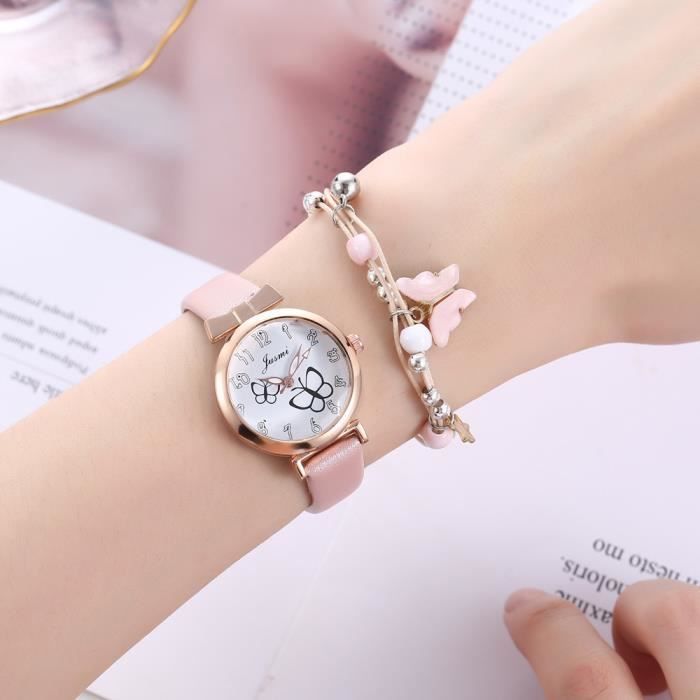 Reloj SHARPHY para niñas - Reloj de moda con mariposa rosa para adolescentes - Regalos para niños