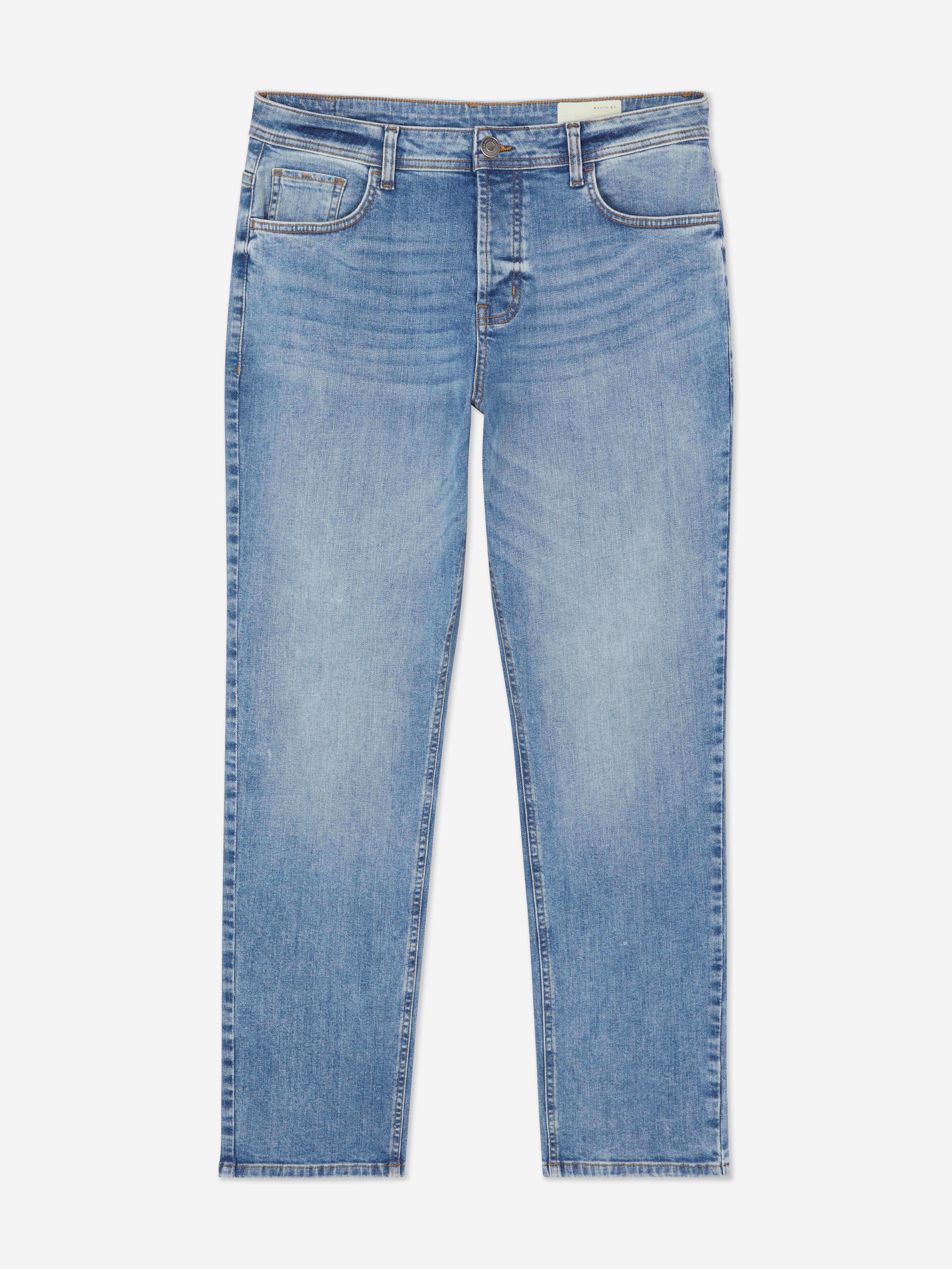 Gerade geschnittene Stretch-Jeans mit verdecktem Reißverschluss und fünf Taschen.