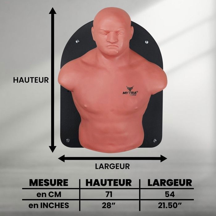 Manichino da boxe a parete – Mytra Fusion – Busto fisso per colpi – Arti marziali – MMA, Muay Thai
