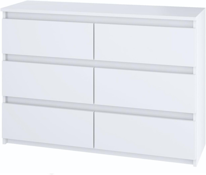 Komoda BASIC 6 szuflad – Biała | 120x75x40 cm