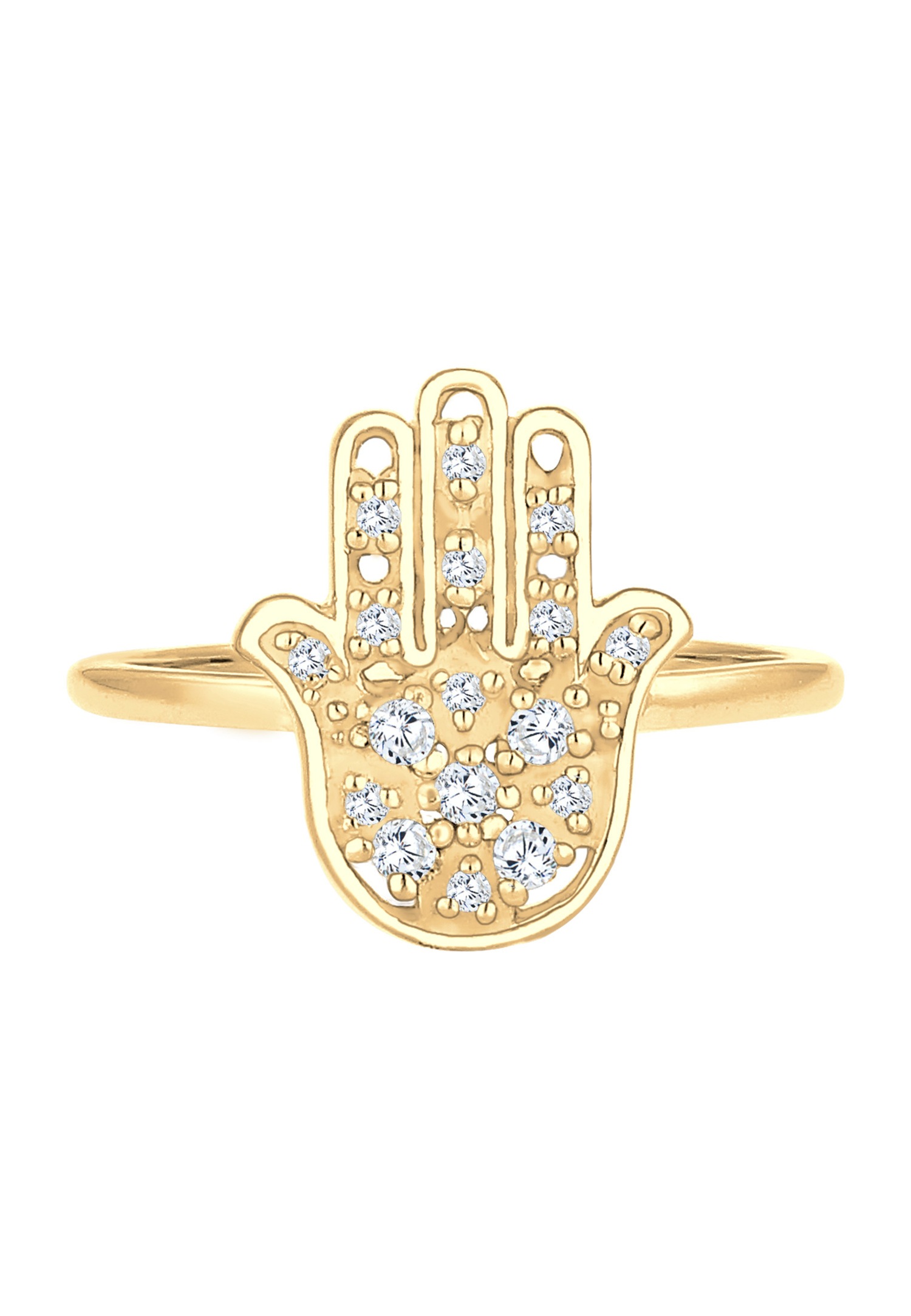 Elli La Main Hamsa Karma Cristaux Zircone Bague Femme - (925/1000) Argent