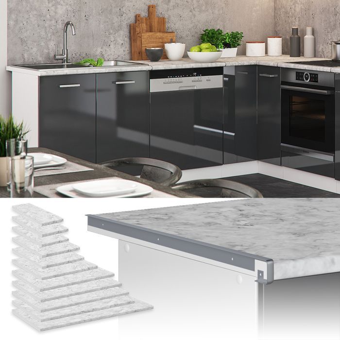 Piano di lavoro da cucina Vicco R-Line 20 cm bianco/marmo 41270