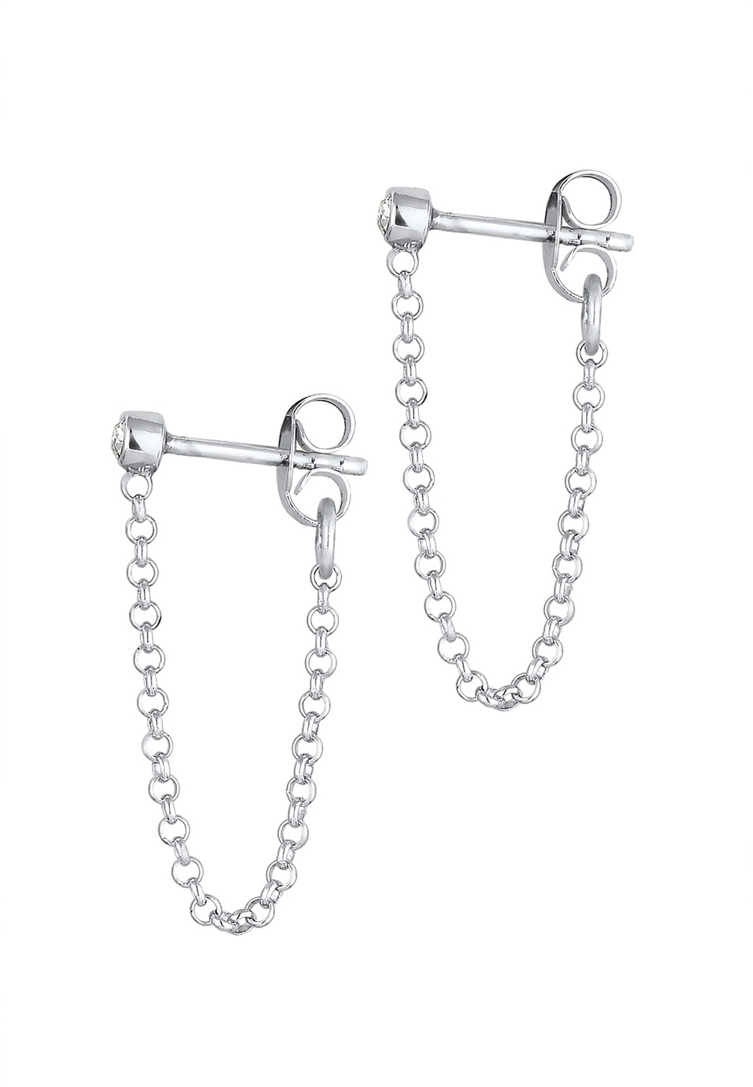 Elli Femmes clous d'oreilles chaîne tendance géo avec cristal en argent sterling 925