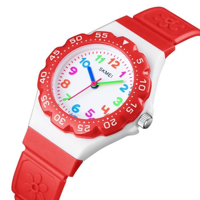 Reloj infantil SHARPHY para niñas y niños, marca Pretty Flower, cuarzo, resistente al agua, rojo, regalo de Navidad