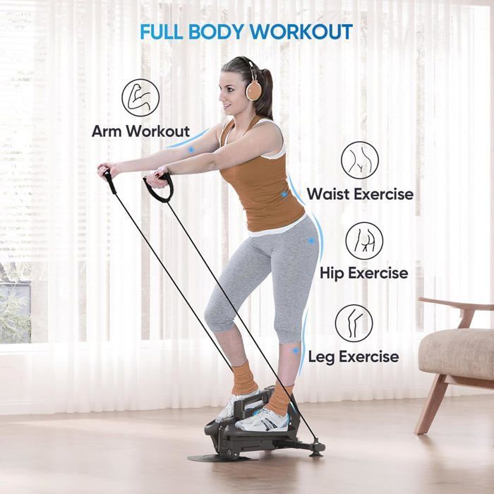 Mini bicicleta elíptica con 8 niveles de resistencia y pantalla LCD.