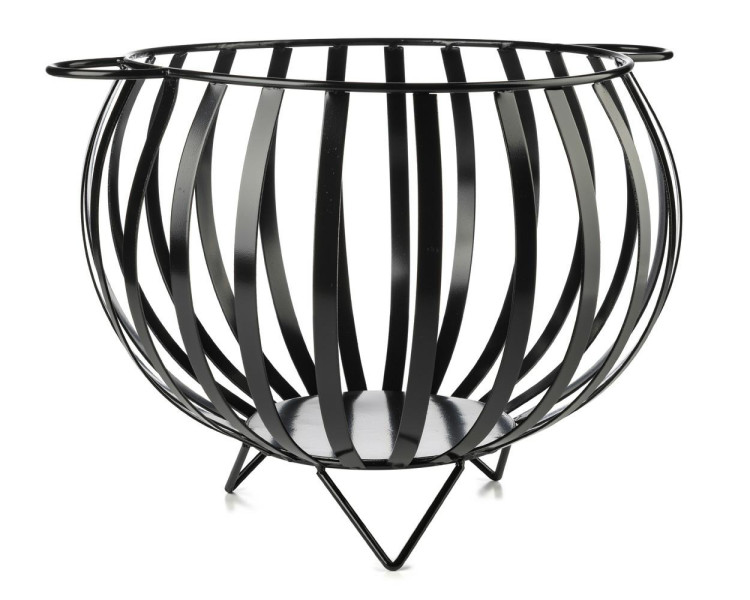 Pojemnik koszyk metalowy czarny na drewno LOFT 54x54x42 cm
