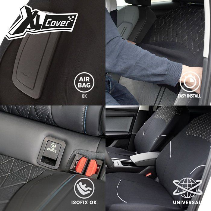 Capas para bancos de carro - XLCOVER - SUV/Sedan - Divisíveis - Capas para bancos dianteiros/encostos, encostos de cabeça e banco traseiro