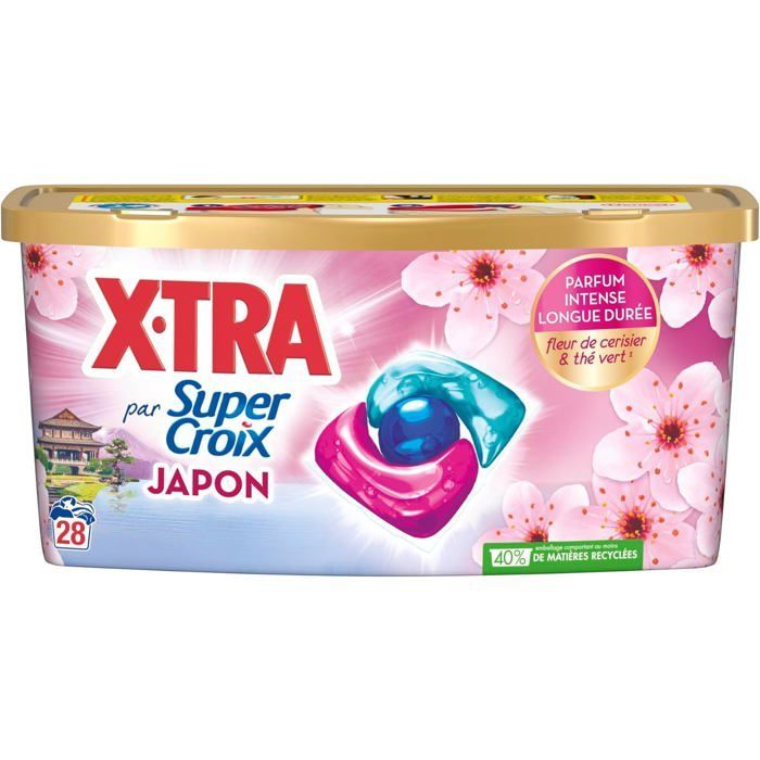 Vaskekapsler - Super Cross av X•Tra - Trio-Caps - Japan - Kirsebærblomst og grønn te