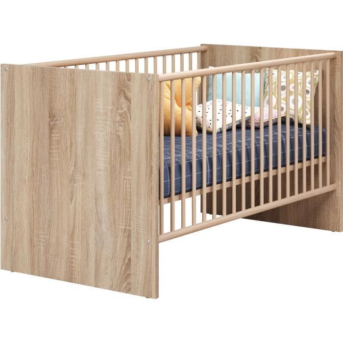 NIKO Baby Room Duo - 70x140 cm Cot + 2-Door Changing Unit - Natural Oak Finish - TRENDTEAM