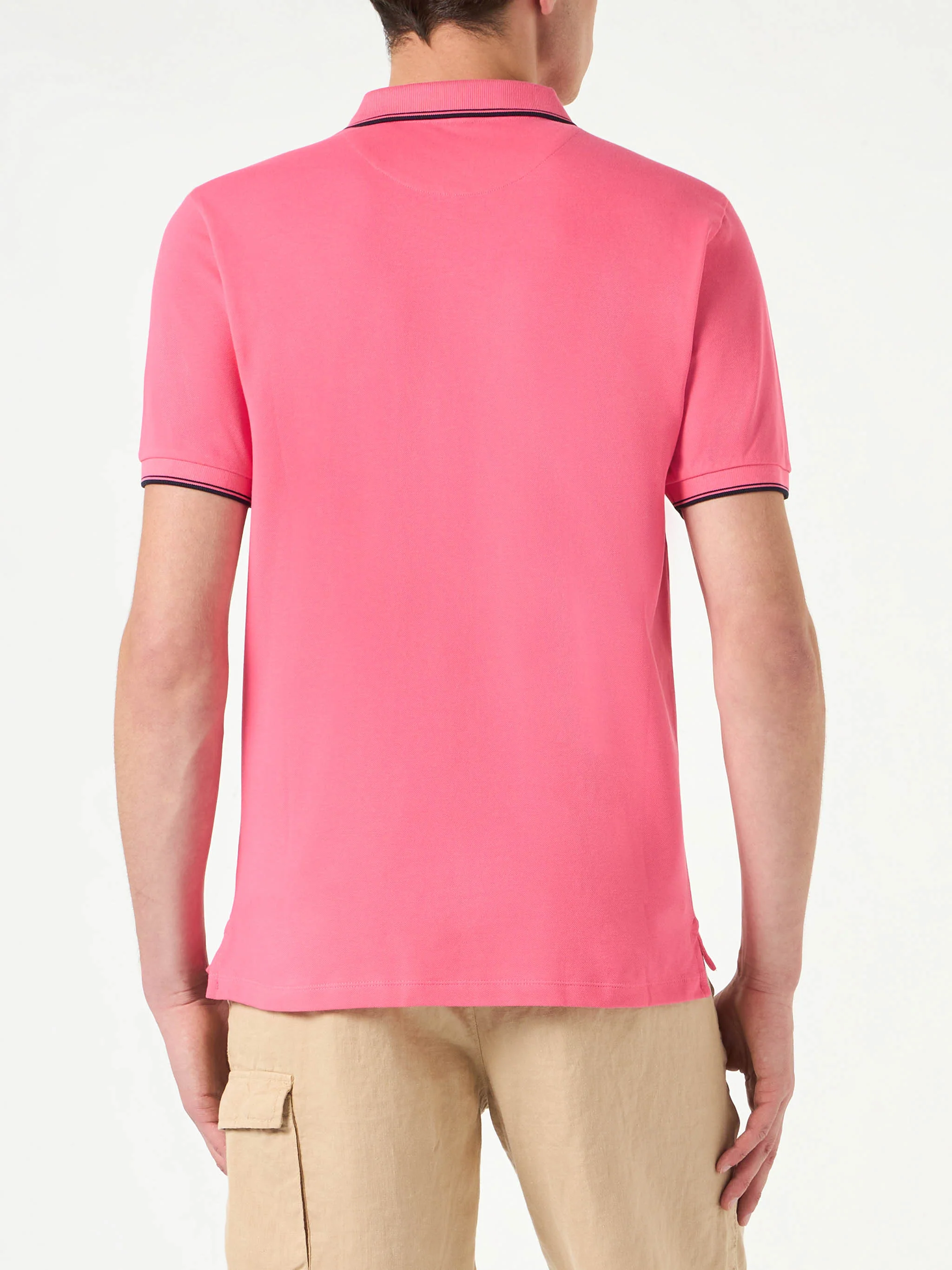 Fluorescerend roze piqué poloshirt voor heren