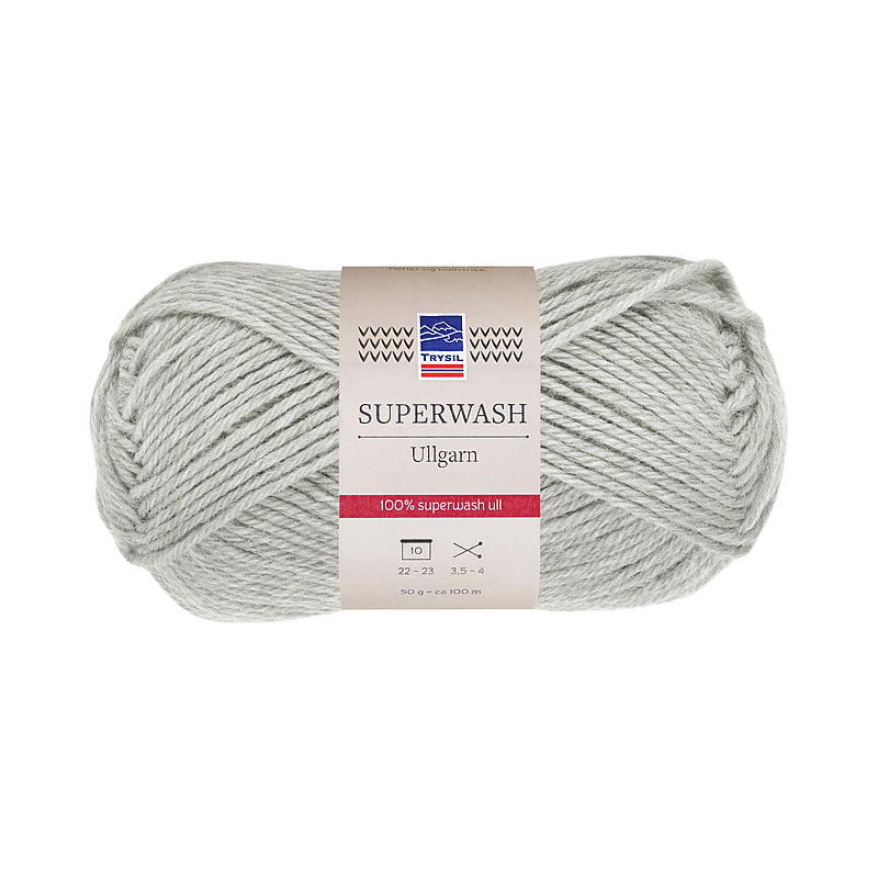 Trysil Superwash -villalankaa, 100 % puhdasta uutta villaa, vaaleanharmaa