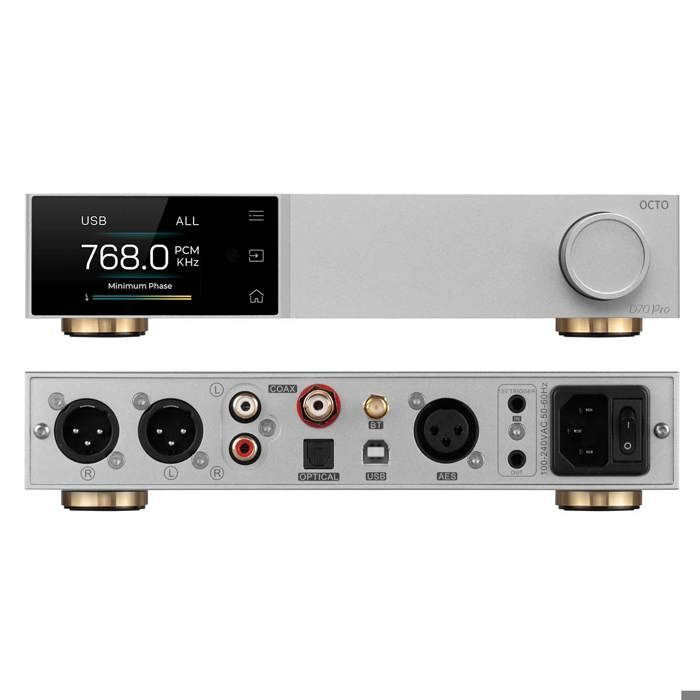 Topping D70 PRO OCTO HiFi DAC Bluetooth 5.1 Support LDAC avec sortie RCA XLR Télécommande Décodeur audio haute résolution (Argent)