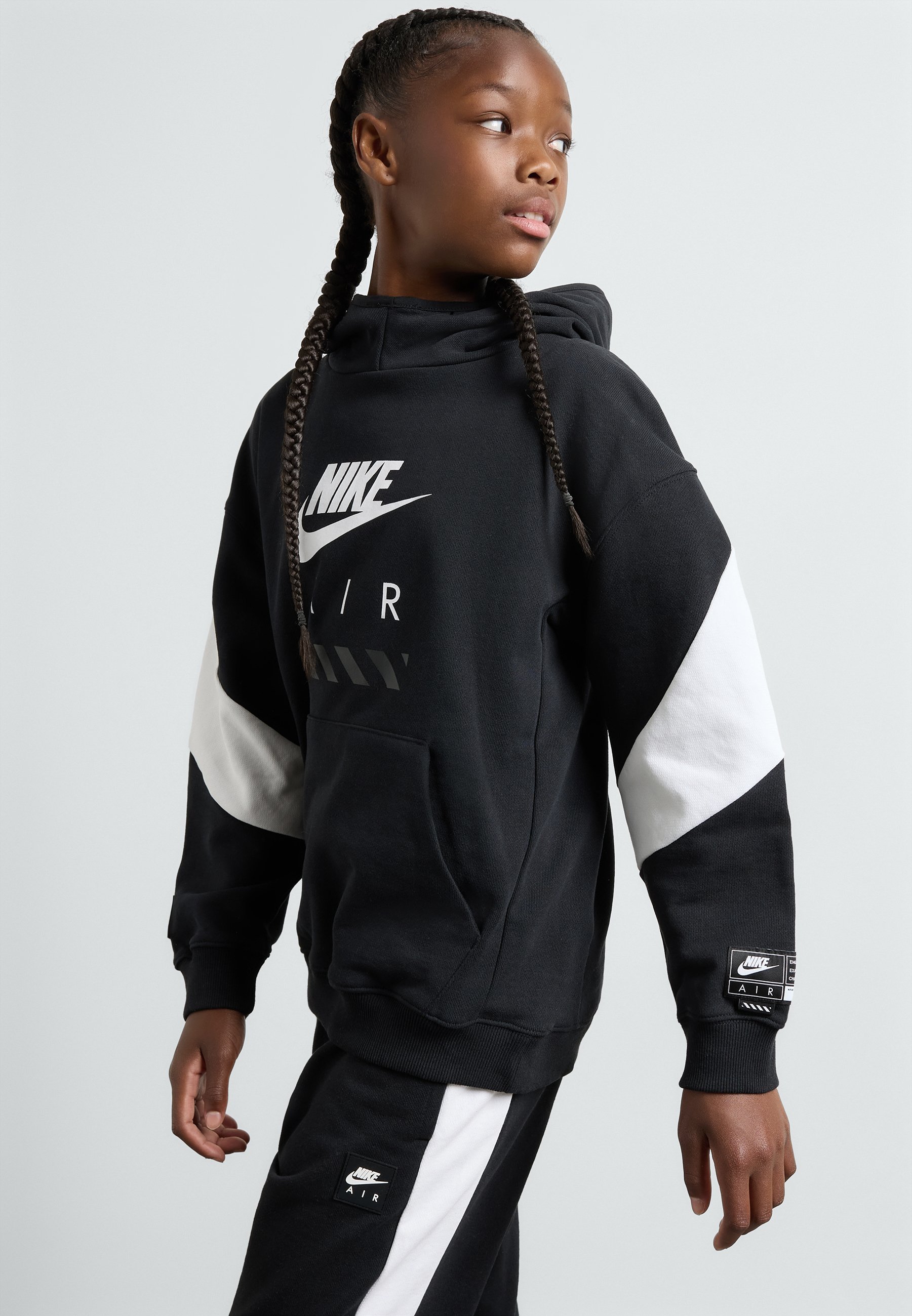 Felpa con cappuccio Nike Sportswear AIR UNISEX - nera/bianca
