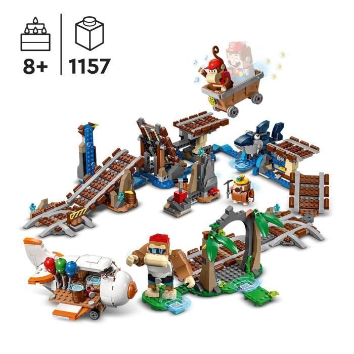 LEGO® Super Mario 71425 Ensemble d'Extension Course de Chariot de Mine de Diddy Kong, à Combiner avec Pack de Démarrage