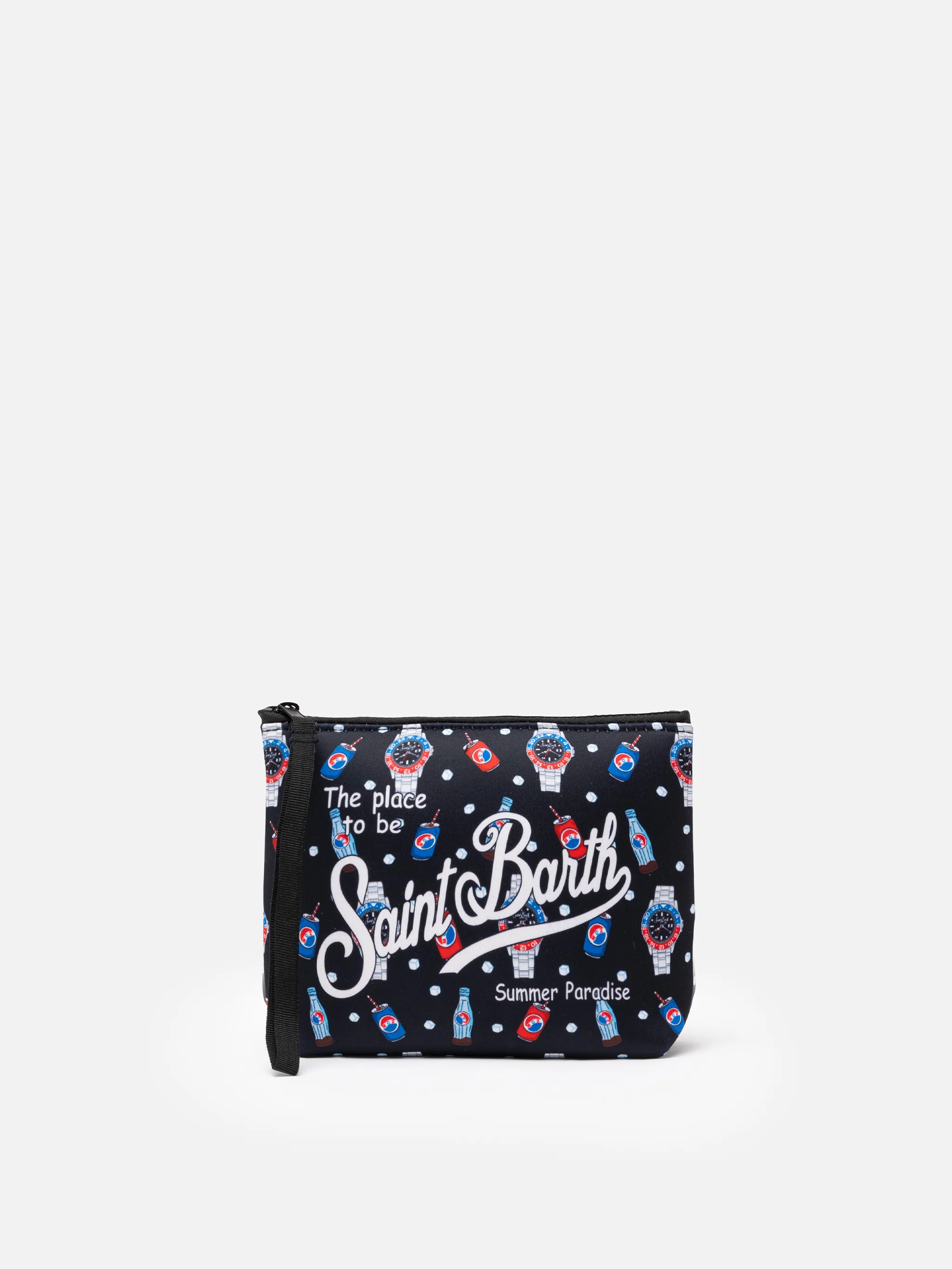 Aline scuba clutch tas met horloge- en drankprint
