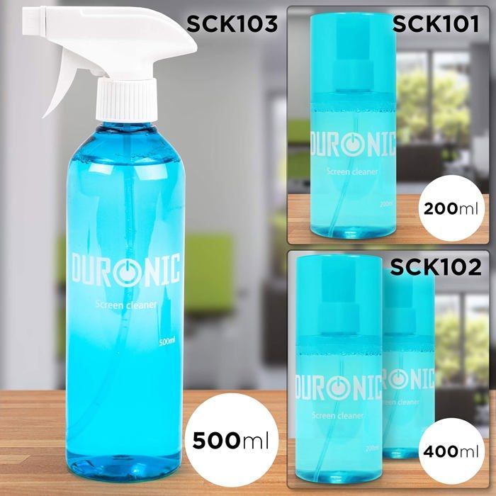 Duronic SCK102 Kit de Nettoyage pour écrans 400 ml Solution pour Nettoyer écran Smartphone Tablette Ordinateur Télévision LED LCD