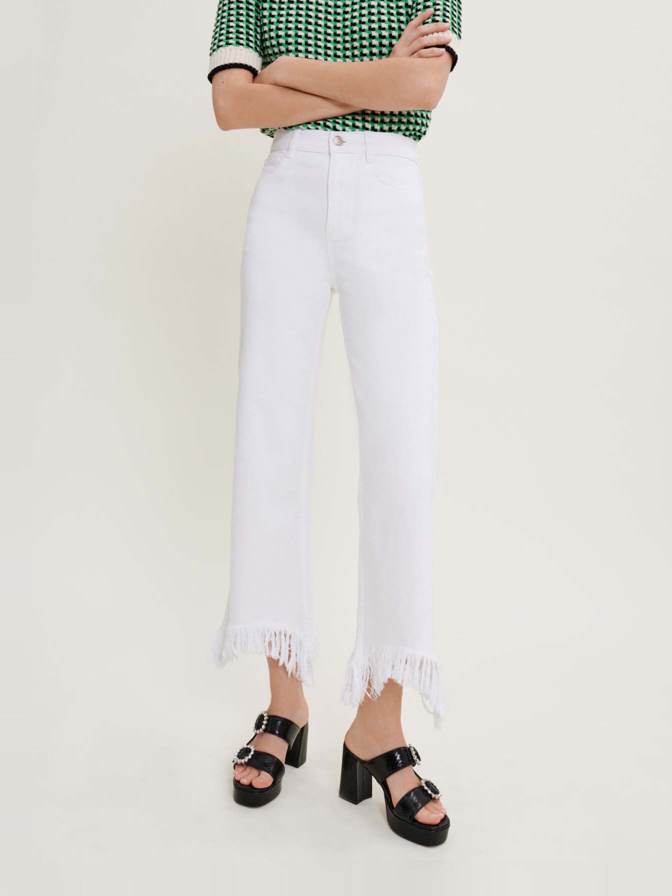 Rechte jeans met franjes - Wit
