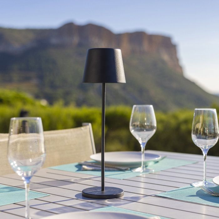 Lampada da tavolo wireless - LUMISKY - KELLY BLACK - Alluminio nero - LED bianco dimmerabile - Ricaricabile - H38 cm