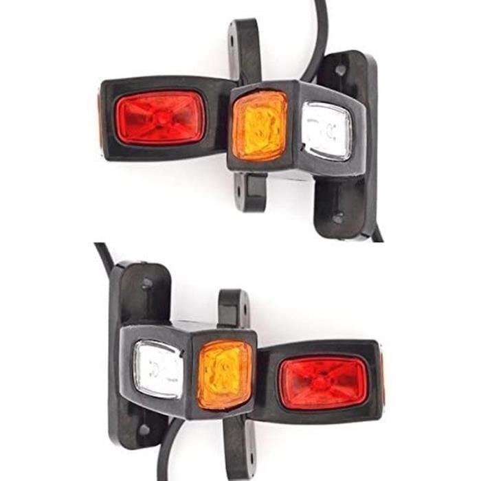 luces de posición laterales traseras de contorno 24V 12V para remolque, furgoneta, caravana, chasis, autocaravana, naranja, blanco y rojo.