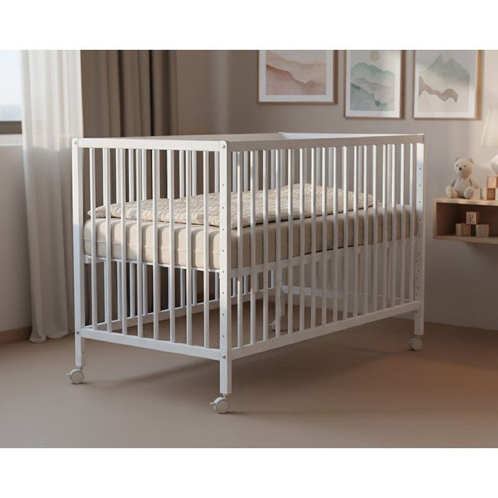 WEBABY - Lit bébé cododo en bois avec roulettes 60 x 120 LIO  Blanc - Taille unique