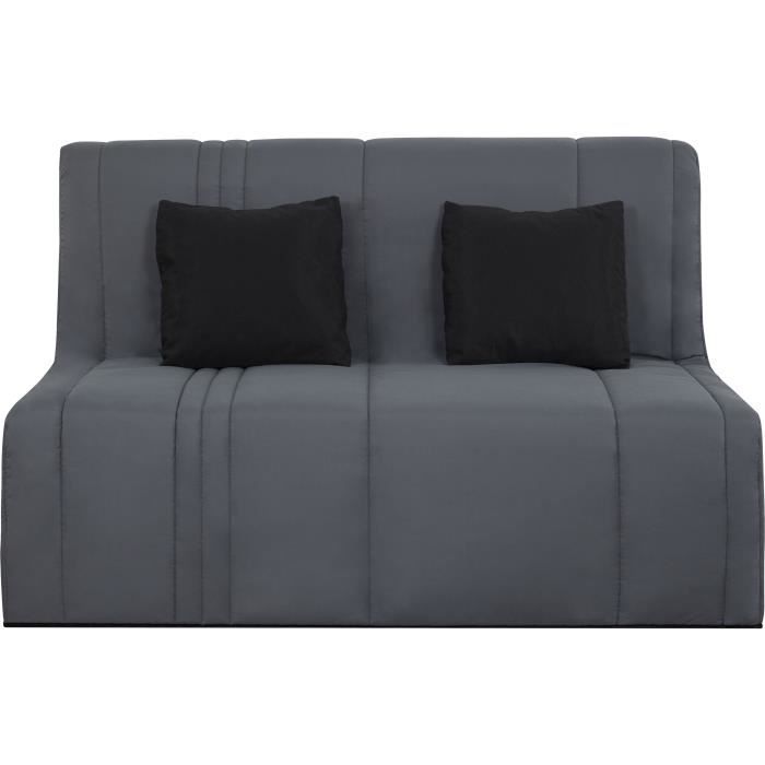 Sofá cama de 2 plazas EVASION - Tapicería gris perla - Colchón SIMMONS - 440 muelles ensacados - Superficie para dormir: 188 x 138 cm
