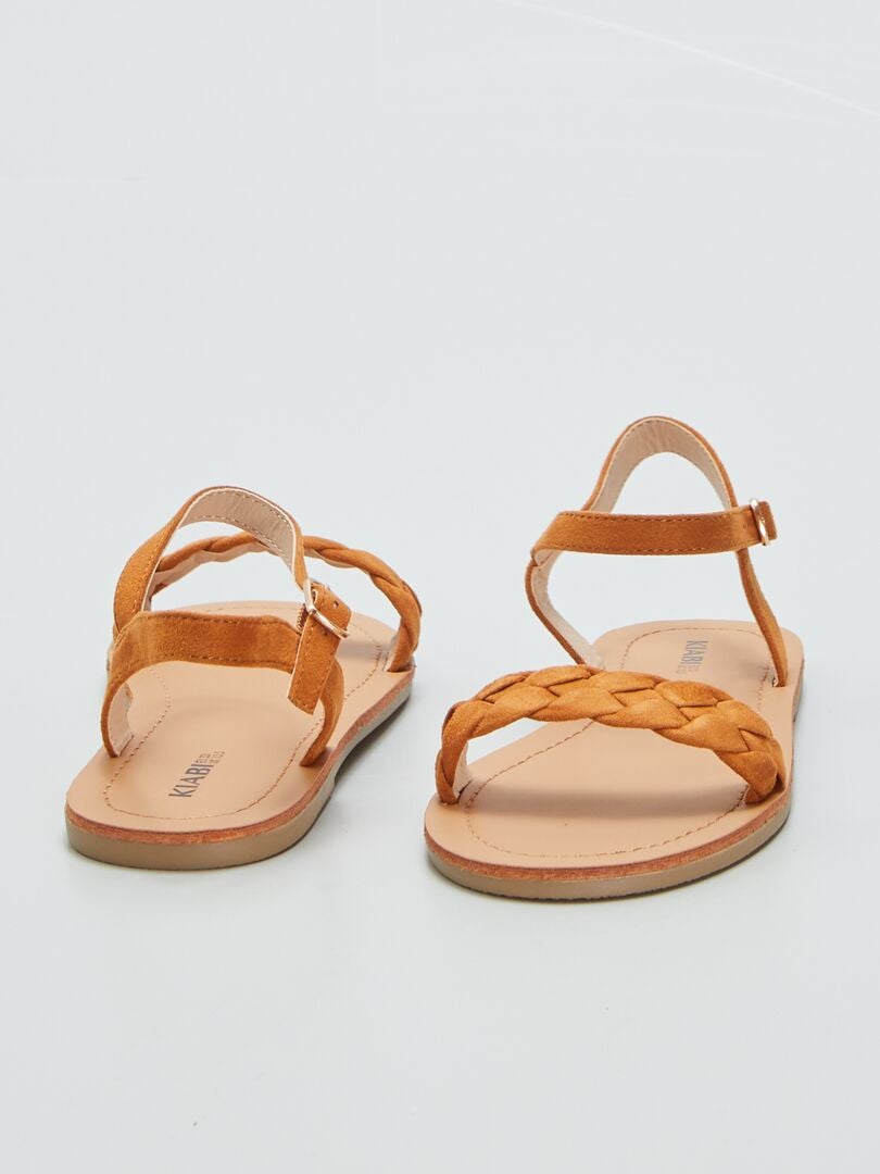 Sandalias con tiras trenzadas - MARRÓN