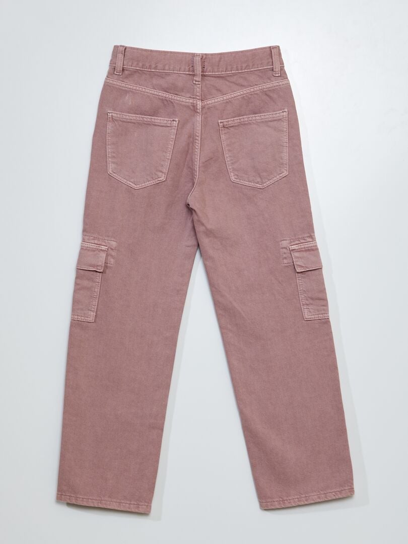 Jeans met wijde pijpen en zijzakken - PAARS