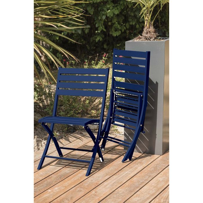 Aluminium tuinset voor 4 personen - Marineblauw