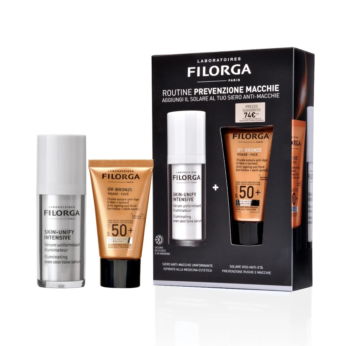 Coffret Filorga Prévention Acné : Sérum et Crème Solaire Skin-Unify 50+