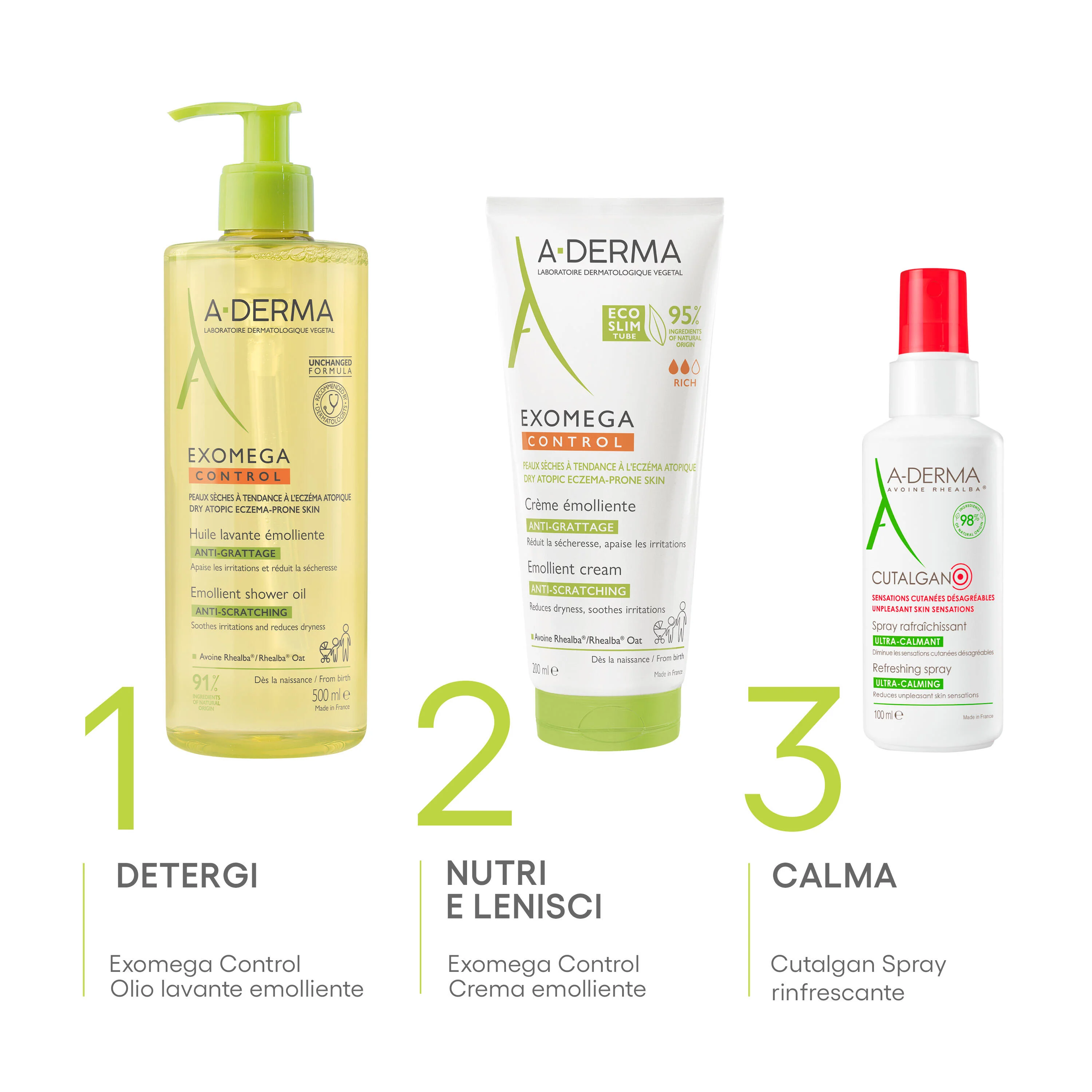 Exomega Control OLIO LAVANTE EMOLLIENTE ANTI-GRATTAGE - Olio Bagno, Olio Doccia, Trattamento Bebè