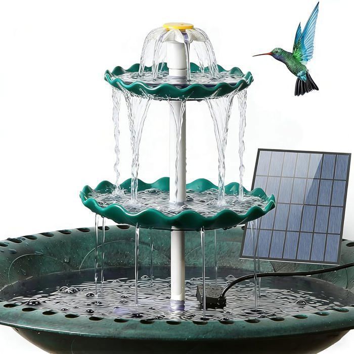 AISITIN Fontaine solaire DIY 3,5 W – 3 Niveaux, Amovible, pour Jardin, Bain d’Oiseaux, Jeu d’Eau-Salon de jardin