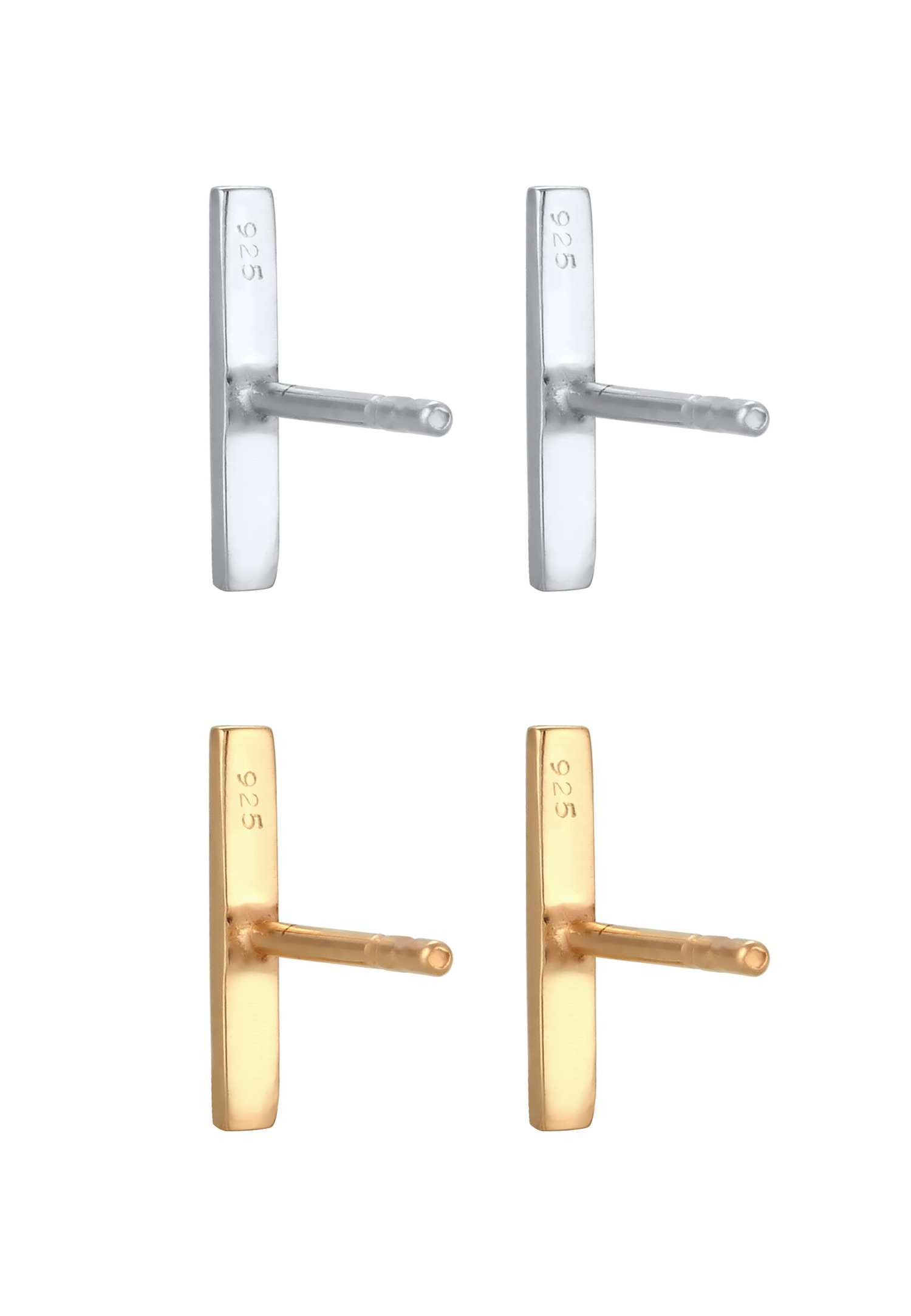 Elli Set Géo Basic Minimal Clous d'Oreille Femme - (925/1000) Argent Plaqué Or