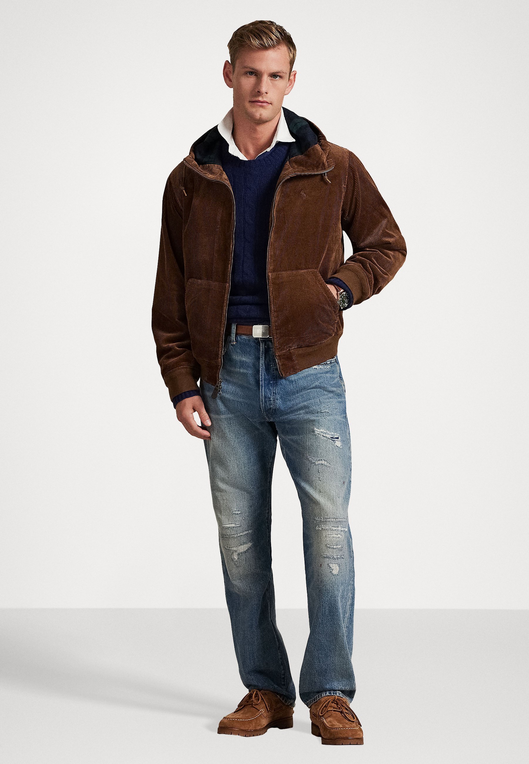 Polo Ralph Lauren Cord-Kapuzenjacke - Sweatshirt mit Reißverschluss - hellrotbraun x