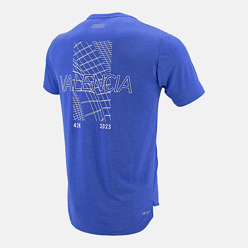Tricou cu mânecă scurtă pentru bărbați Valencia Marathon Impact Run - MARINE BLUE HEATHER