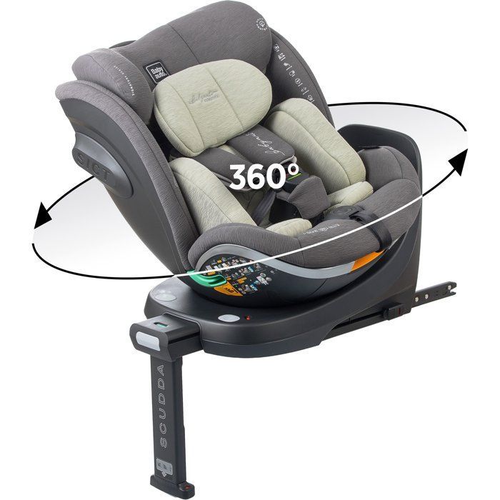Cadeira auto - BABYAUTO - SCUDDA - Grupo 0/1/2/3 - 40/150 cm - Tamanho I - Giratória - Reclinável - Redutor - Perna de apoio - Verde Oliva