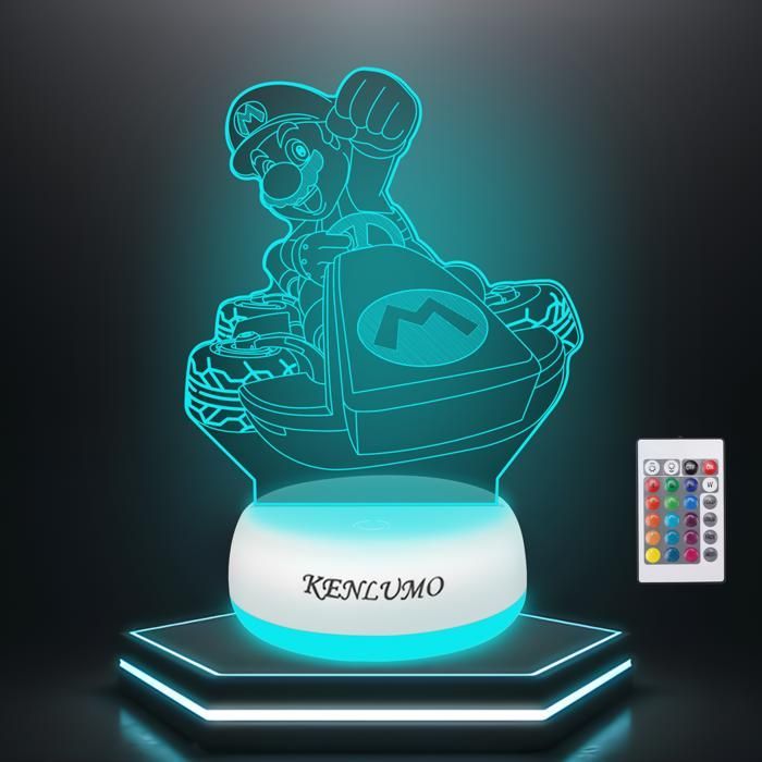 KENLUMO Veilleuse Noël Enfant Cadeau Lampe de nuit LED mario kart Lampe de chevet télécommande Touchez pour changer de couleur