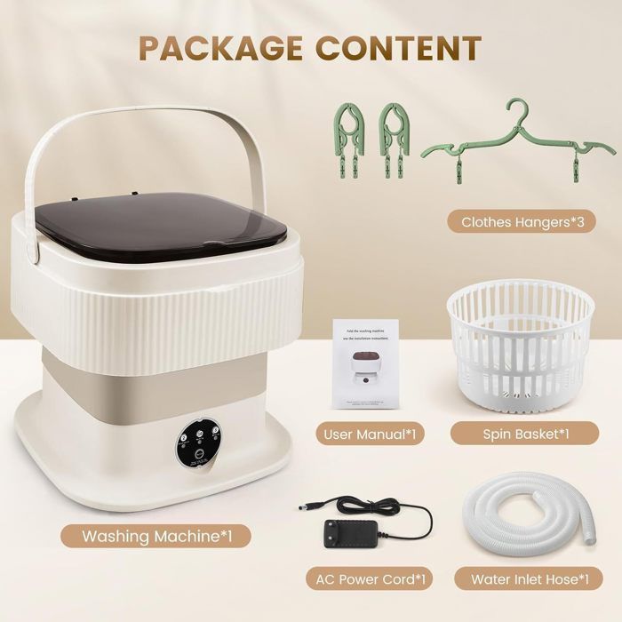Mini lavatrice da 12 litri, 2 in 1, ideale per il campeggio, pieghevole, con centrifuga, per un lavaggio profondo di biancheria intima e vestiti per bambini.