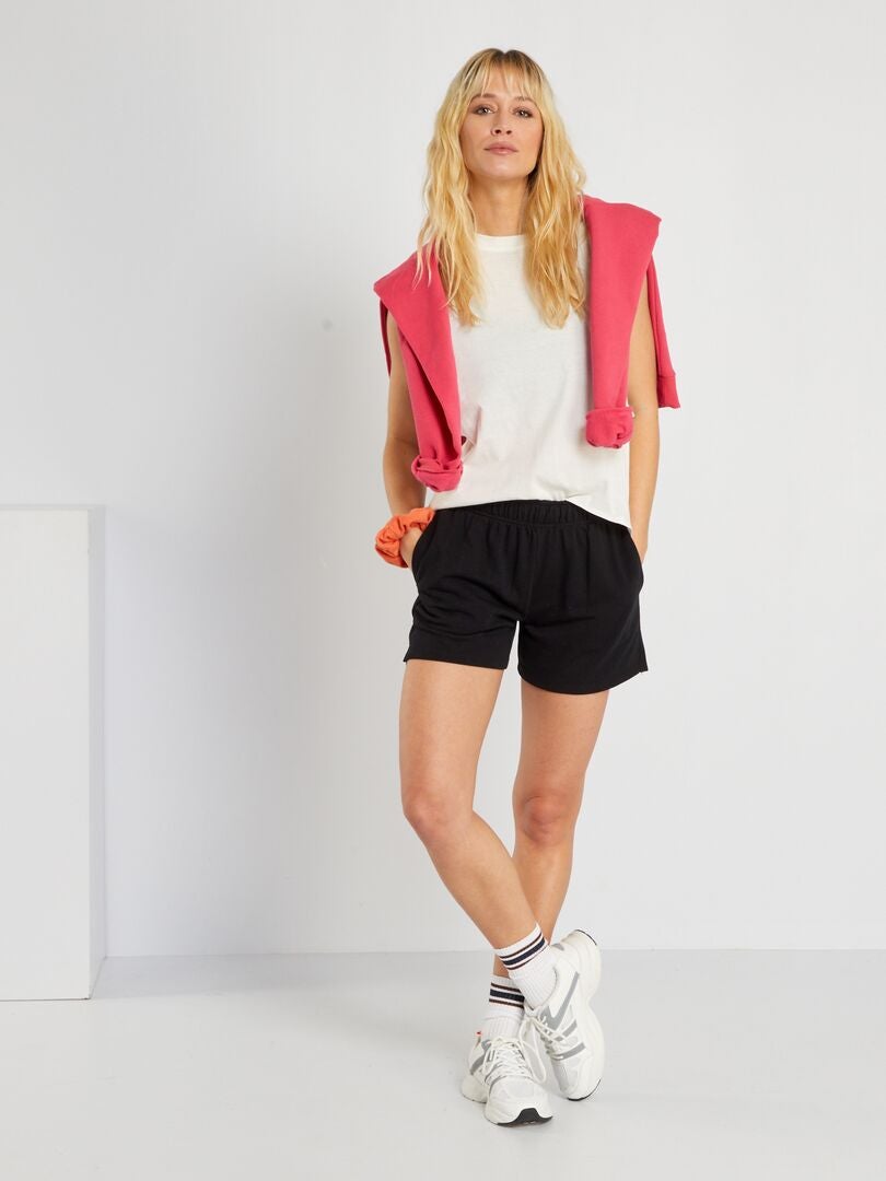 Eenvoudige korte sweatshirtbroek - Zwart