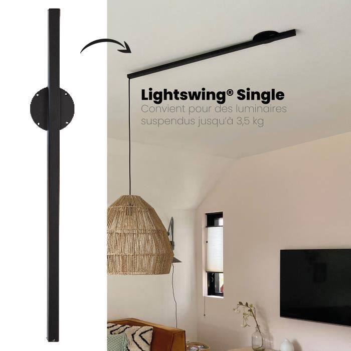 Lightswing® Single - Noir mat - 110cm - Système de suspension d'une lampe à suspendre
