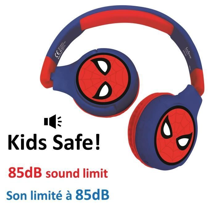 SPIDER-MAN - 2-in-1 Bluetooth® -kuulokkeet - Mukavat ja kokoontaitettavat langalliset kuulokkeet lapsille äänenvoimakkuuden rajoittimella - LEXIBOOK
