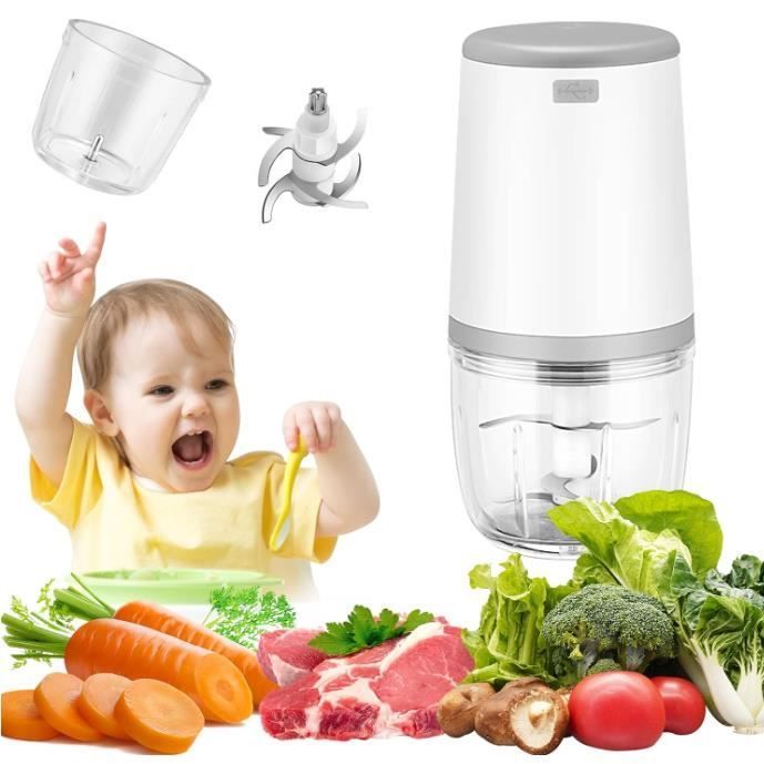Mini frullatori per bambini, mini robot da cucina, frullatore per bambini da 300 ml, mini tritatutto elettrico, mini robot da cucina con ricarica USB, frullatore