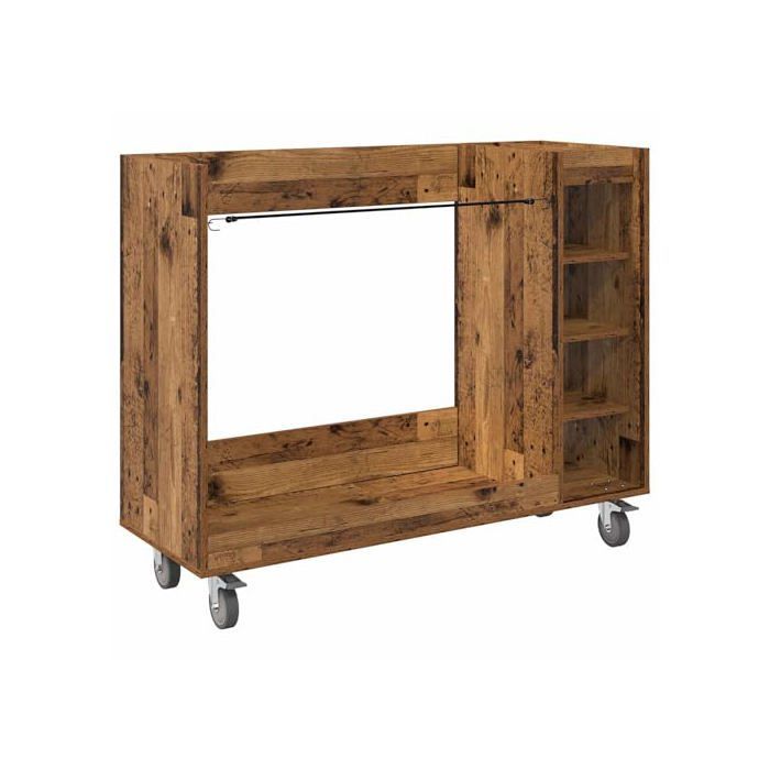 Golfskab i træ - vidaXL - Antik træ - 120x45x98 cm - Stor opbevaringsplads - 4 hjul - Metalramme