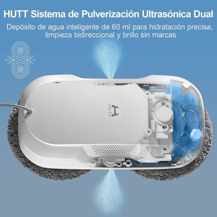 Robô de limpeza de janelas HUTT DDC56, com jato duplo de água e controle remoto.