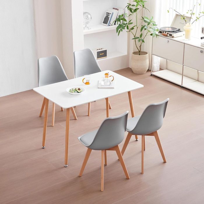 2 Chaises Tulipes Salle à Manger Scandinaves Bm Home Salle de Bureau, Pieds en Bois de Hêtre Massif, Couleur GRIS