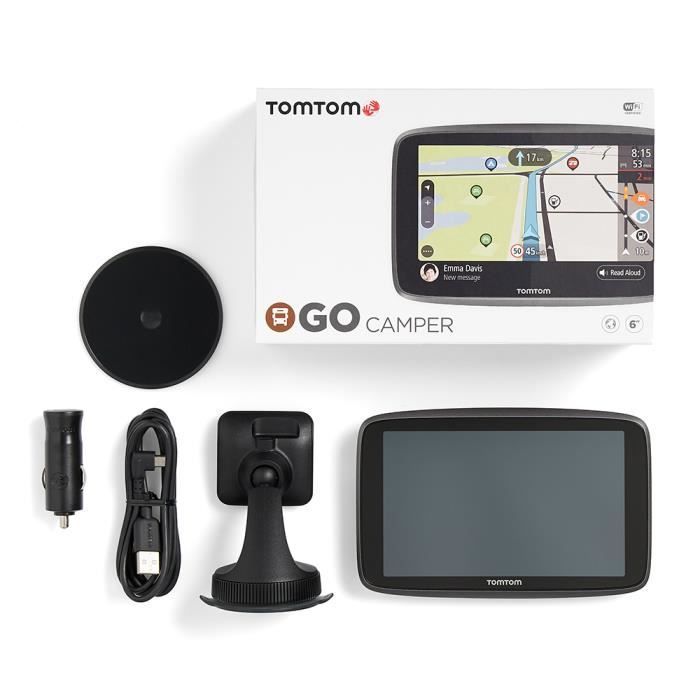 TomTom GO Camper: GPS para autocaravanas de 6 pulgadas, mapas mundiales de 152 países, Wi-Fi integrado, tarjeta SIM integrada, llamadas manos libres.