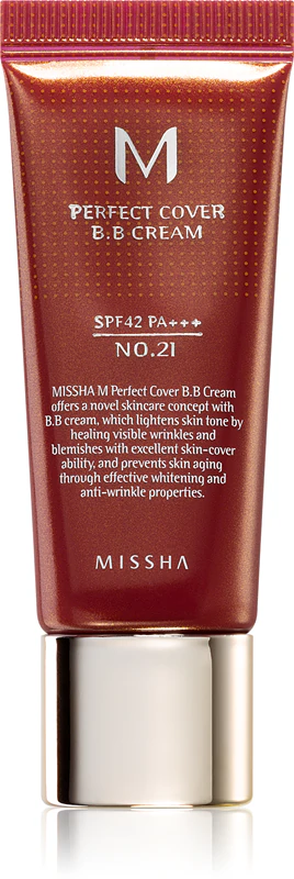 Missha M Perfect Cover BB cream com altíssima proteção UV, embalagem pequena