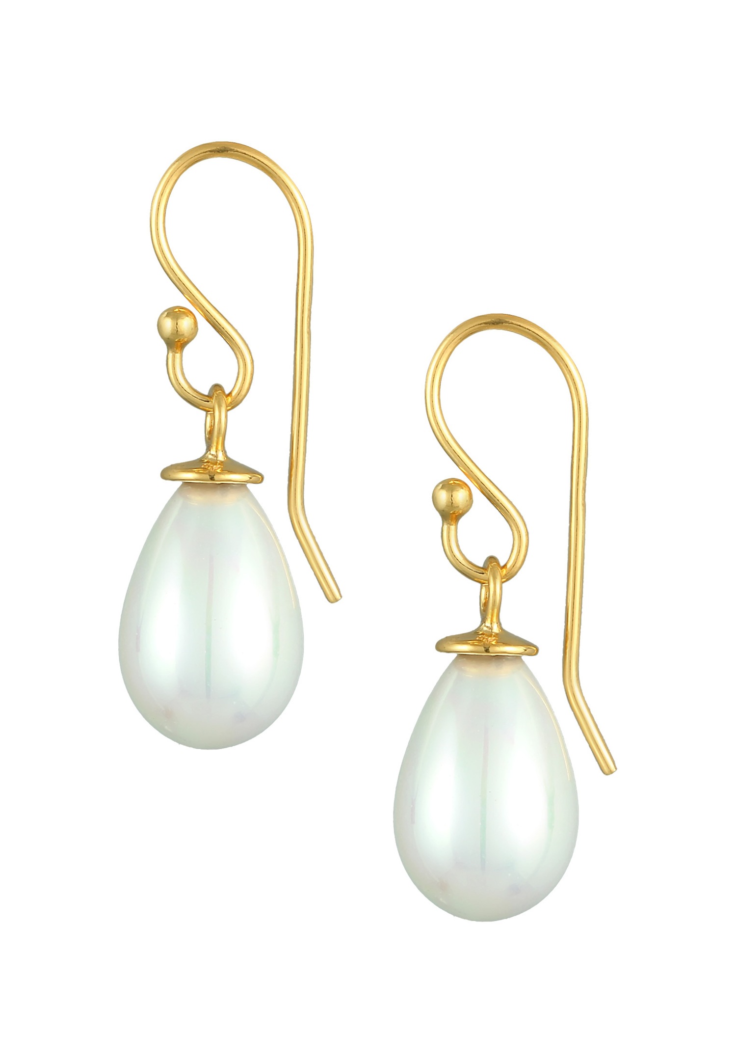 Nenalina Femmes Pendentif d'oreilles Ovale Classique avec perle de coquillage en argent sterling 925